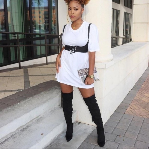 New Freya Black Over The Knee Fuax Suede Heel Stiletto Boots, 9 - Picture 7 of 7